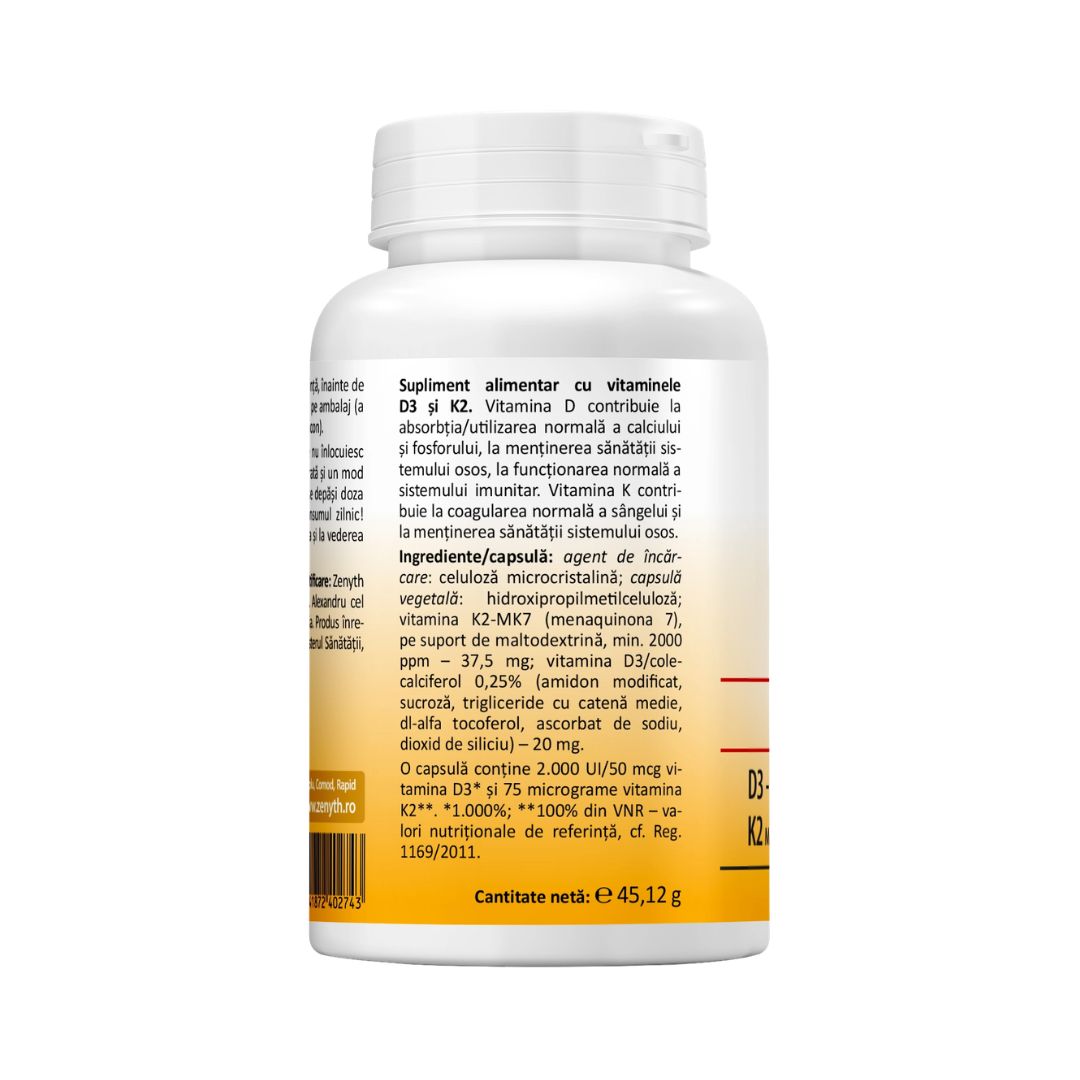 Vitamin D3 2000 IU + K2 120 caps Zenyth